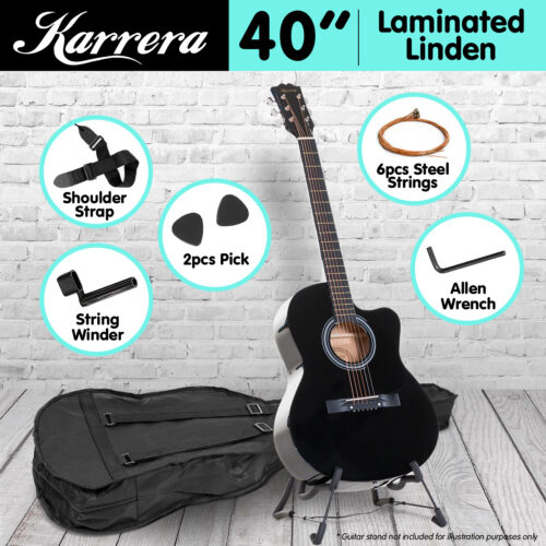 Karrera Acoustic Cutaway 40in Guitar  Black