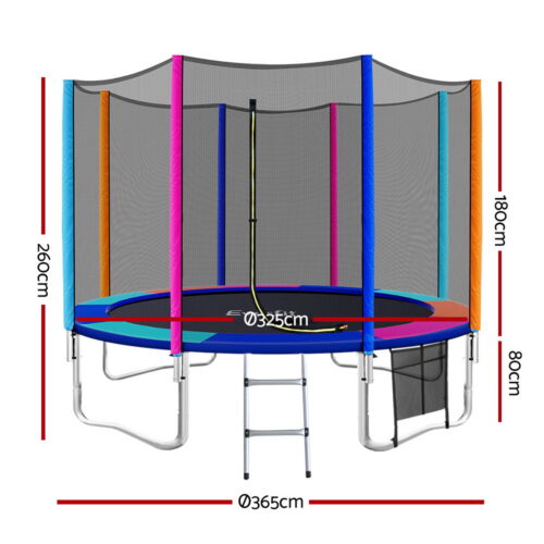 Everfit 12FT Trampoline for Kids w/ Ladder Enclosure Safety Net Pad Gift Round - Image 2