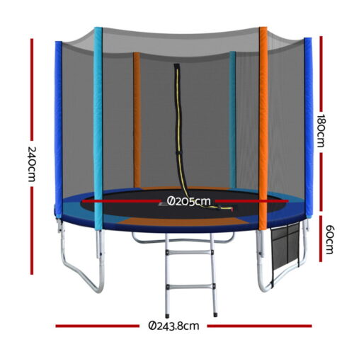 Everfit 8FT Trampoline for Kids w/ Ladder Enclosure Safety Net Pad Gift Round - Image 2