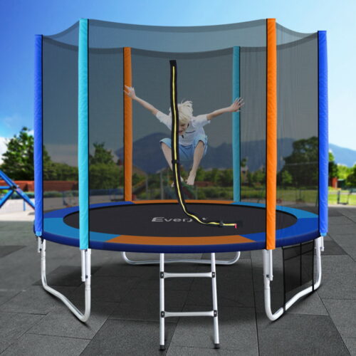 Everfit 8FT Trampoline for Kids w/ Ladder Enclosure Safety Net Pad Gift Round - Image 7