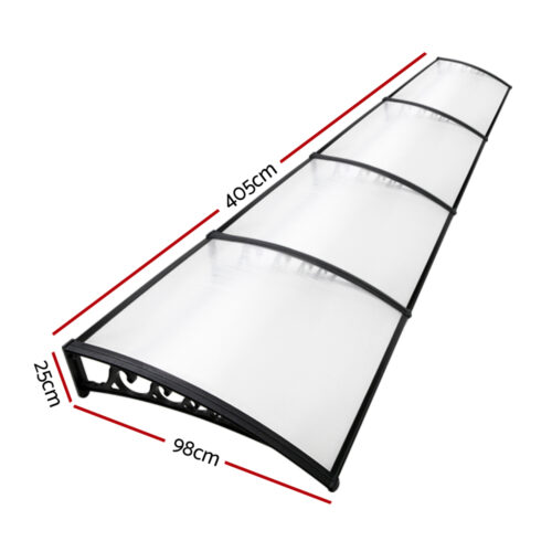 Instahut Window Door Awning 1mx4m Transparent - Image 3