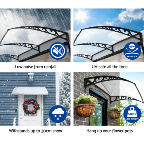 Instahut Window Door Awning 1mx4m Transparent - Image 7