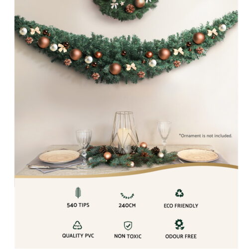 Jingle Jollys 2.4m Christmas Garland Xmas Decorations Green Wedding Party - Image 5