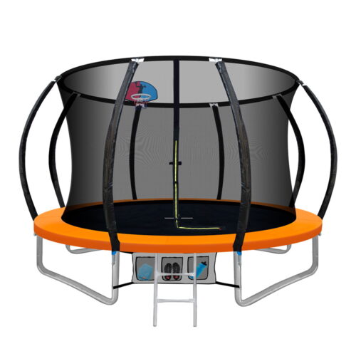 Everfit 10FT Trampoline for Kids w/ Ladder Enclosure Safety Net Rebounder Orange - Image 2