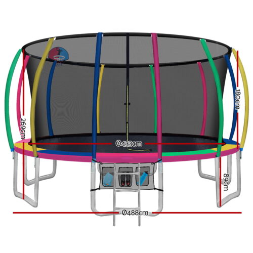 Everfit 16FT Trampoline for Kids w/ Ladder Enclosure Safety Net Rebounder Colors - Image 3