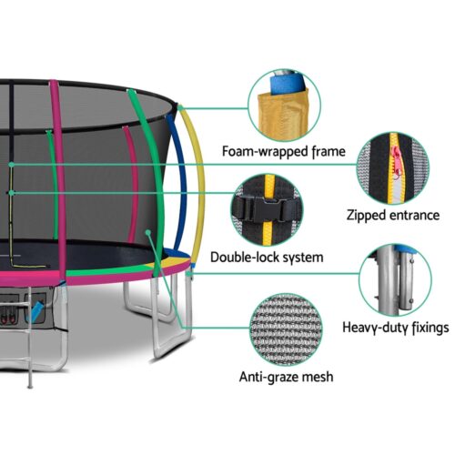 Everfit 16FT Trampoline for Kids w/ Ladder Enclosure Safety Net Rebounder Colors - Image 7
