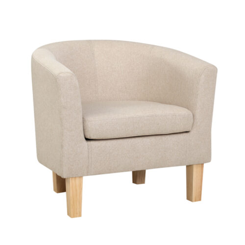 Artiss Armchair Lounge Chair Tub Accent Armchairs Fabric Sofa Chairs Beige - Image 2