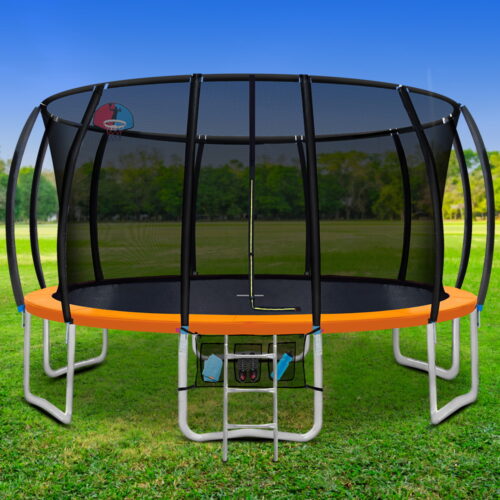 Everfit 16FT Trampoline for Kids w/ Ladder Enclosure Safety Net Rebounder Orange - Image 8