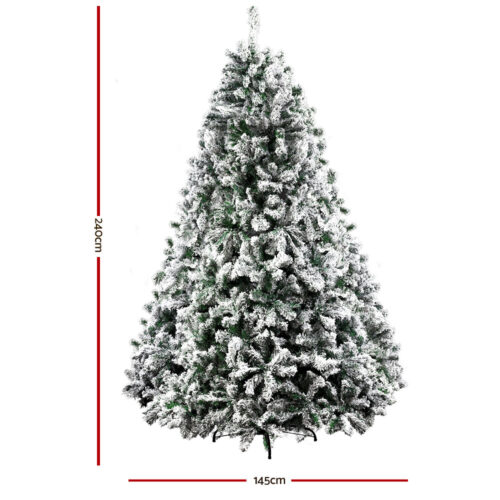 Jingle Jollys Christmas Tree 2.4M Xmas Tree Decorations Snow Flocked 1500 Tips - Image 3