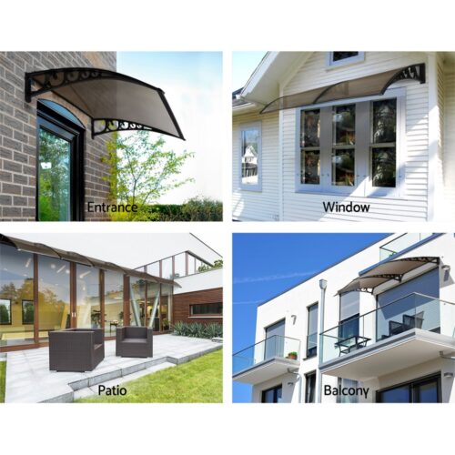 Instahut Window Door Awning 1mx6m - Brown - Image 5