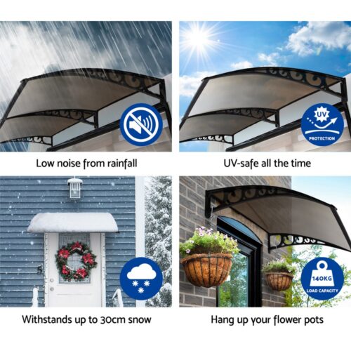 Instahut Window Door Awning 1mx6m - Brown - Image 6
