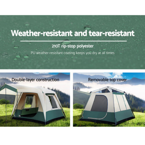 Weisshorn Instant Up Camping Tent 4 Person Pop up Tents Family Hiking Dome Camp - Image 5