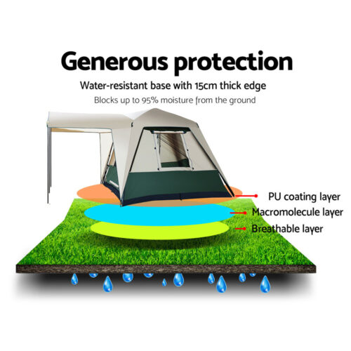 Weisshorn Instant Up Camping Tent 4 Person Pop up Tents Family Hiking Dome Camp - Image 6