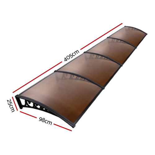 Instahut Window Door Awning 1mx4m Brown - Image 3