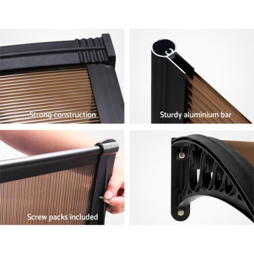 Instahut Window Door Awning 1mx4m Brown - Image 8