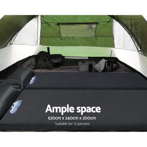 Weisshorn Family Camping Tent 12 Person Hiking Beach Tents (3 Rooms) Green - Image 7