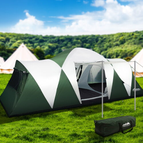 Weisshorn Family Camping Tent 12 Person Hiking Beach Tents (3 Rooms) Green - Image 8