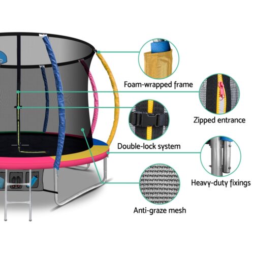 Everfit 10FT Trampoline for Kids w/ Ladder Enclosure Safety Net Rebounder Colors - Image 6