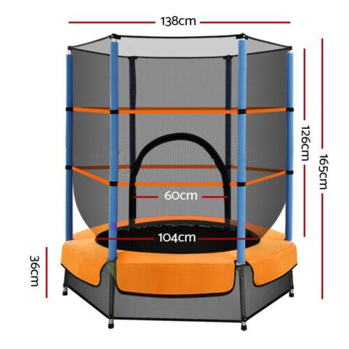Everfit 4.5FT Trampoline for Kids Trampoline w/ Enclosure Safety Net Rebounder Gift Orange - Image 3