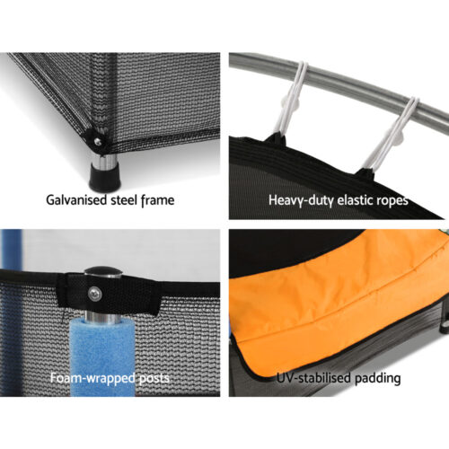 Everfit 4.5FT Trampoline for Kids Trampoline w/ Enclosure Safety Net Rebounder Gift Orange - Image 5