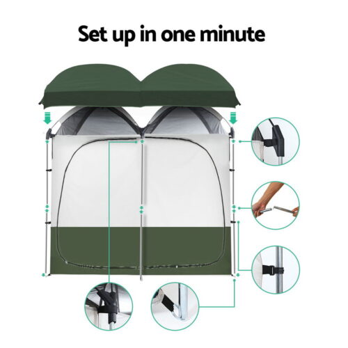 Weisshorn Double Camping Shower Toilet Tent Outdoor Portable Change Room - Image 5
