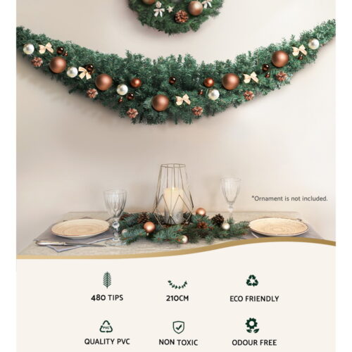 Jingle Jollys 2.1m Christmas Garland Xmas Decorations Green Wedding Party - Image 5