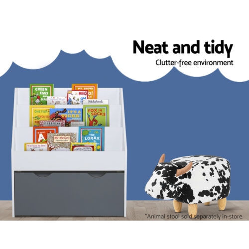 Keezi 3 Tiers Kids Bookshelf Magazine Rack Children Bookcase Organiser Storage - Image 5