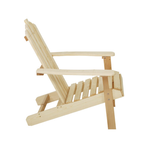 Gardeon Adirondack Outdoor Chairs Wooden Beach Chair Patio Furniture Garden Natural - Image 3