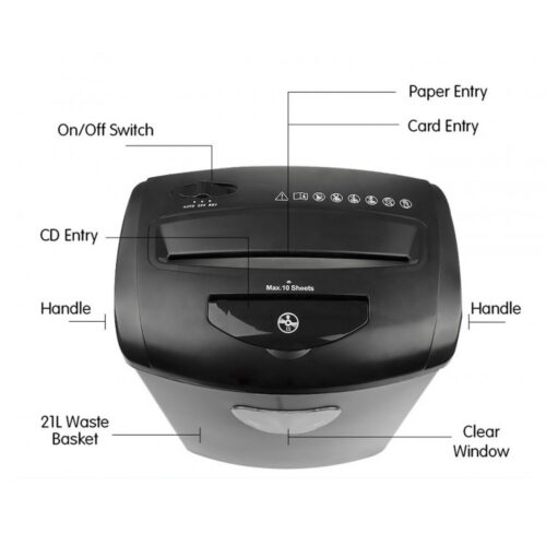 Centurion 10 Sheet Cross Cut Shredder  21L - Image 7