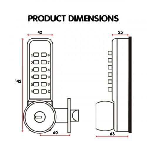Push Button Digital Mechanical Combination Security Door Lock Chrome - Image 5
