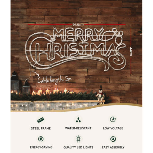 0.96M Christmas Lights Merry Christmas 288 LED Decorations Jingle Jollys - Image 4