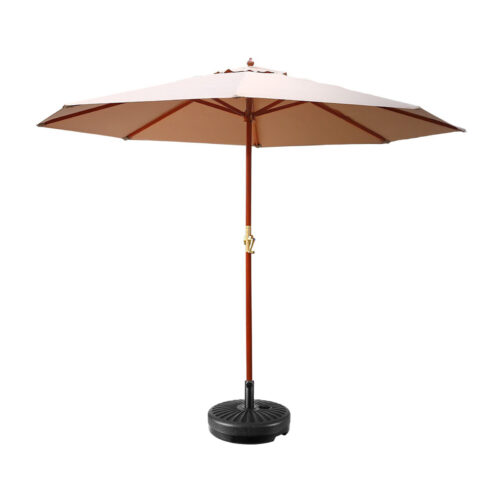 Instahut Outdoor Umbrella Pole Umbrellas 3M Parasol Base Garden Stand Deck Beige - Image 2
