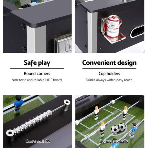 5FT Soccer Table Foosball Football Game Home Family Party Gift Playroom Black - Image 5