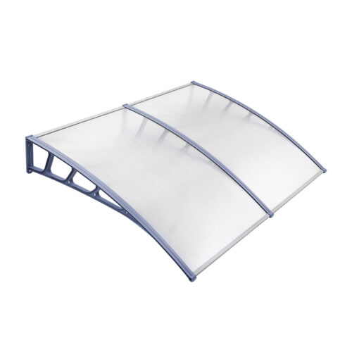 Instahut Window Door Awning Canopy 1.5mx2m Transparent Sheet Grey Plastic Frame - Image 2
