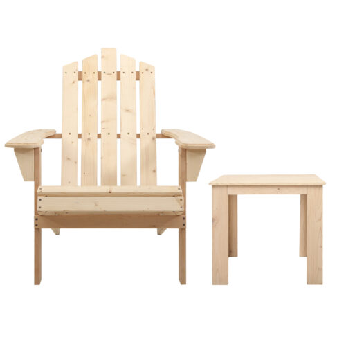 Gardeon 3PC Adirondack Outdoor Table and Chairs Wooden Beach Chair Natural - Image 4
