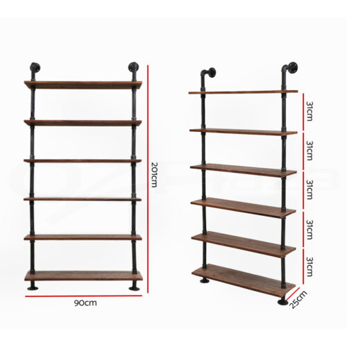 Artiss Floating DIY Pipe Shelf 6 Tiers - IRA - Image 3
