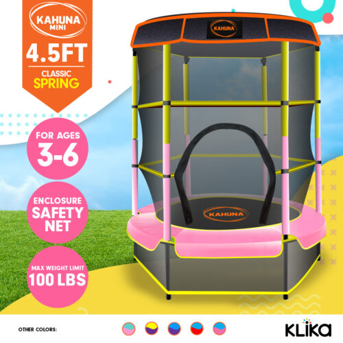 Kahuna Mini 4.5 ft Trampoline Yellow Pink - Image 3