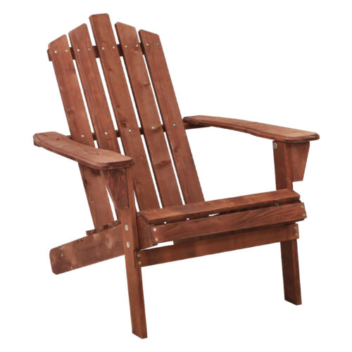 Gardeon Adirondack Outdoor Chairs Wooden Beach Chair Patio Furniture Garden Brown - Image 2