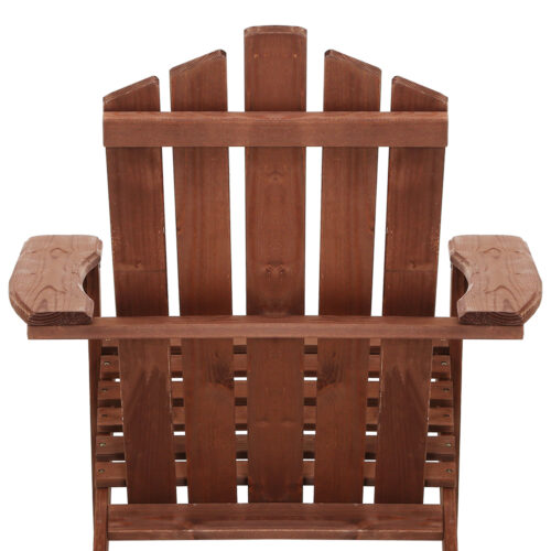 Gardeon Adirondack Outdoor Chairs Wooden Beach Chair Patio Furniture Garden Brown - Image 6