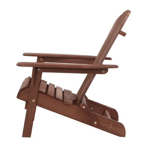 Gardeon Adirondack Outdoor Chairs Wooden Foldable Beach Chair Patio Furniture Brown - Image 5