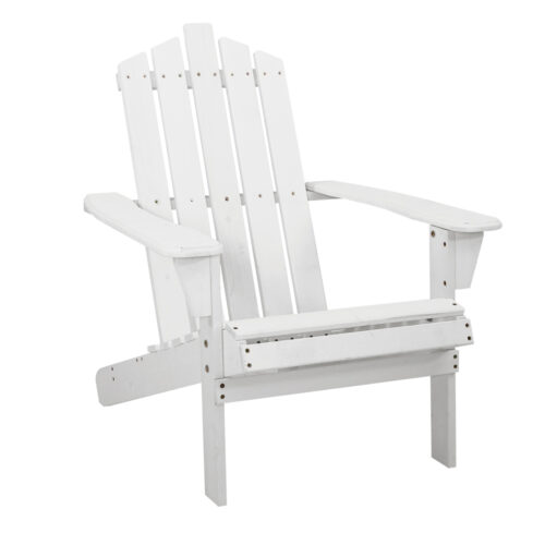 Gardeon Adirondack Outdoor Chairs Wooden Beach Chair Patio Furniture Garden White - Image 2