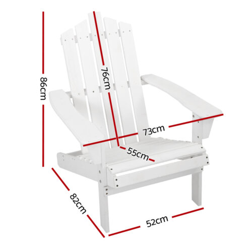 Gardeon Adirondack Outdoor Chairs Wooden Beach Chair Patio Furniture Garden White - Image 3