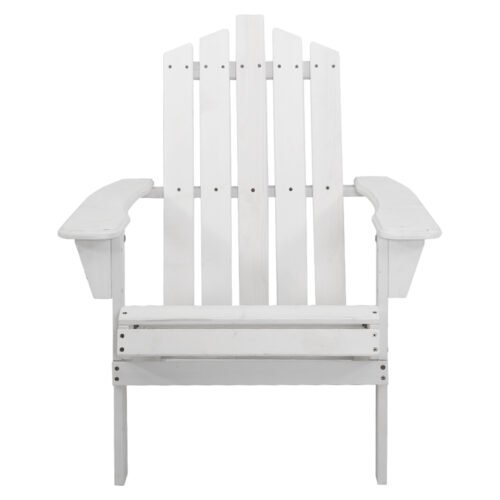 Gardeon Adirondack Outdoor Chairs Wooden Beach Chair Patio Furniture Garden White - Image 4