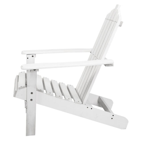 Gardeon Adirondack Outdoor Chairs Wooden Beach Chair Patio Furniture Garden White - Image 5