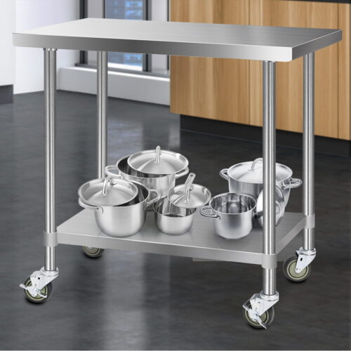 Cefito 1219x610mm Stainless Steel Kitchen Bench with Wheels 304 - Image 7