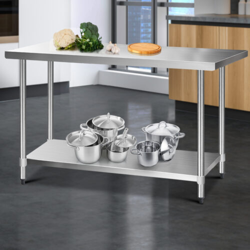Cefito 1524x610mm Stainless Steel Kitchen Bench with Wheels 430 - Image 7