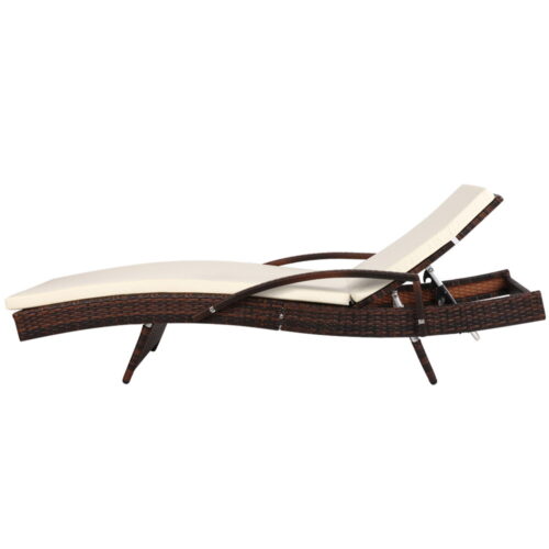 Gardeon 2PC Sun Lounge Wicker Lounger Outdoor Furniture Beach Chair Patio Adjustable Cushion Brown - Image 5