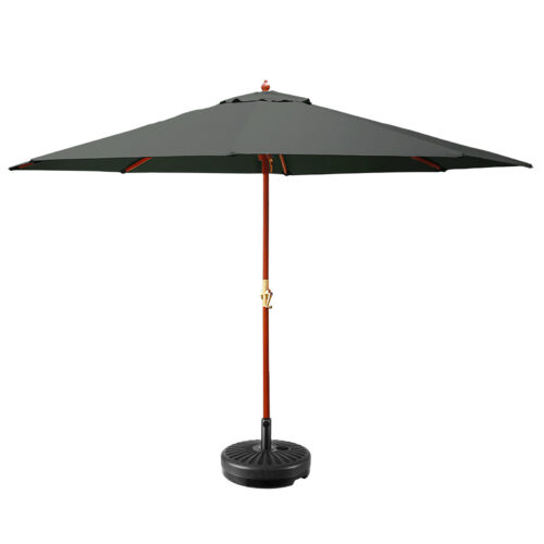Instahut Outdoor Umbrella Pole Umbrellas 3M with Base Garden Stand Deck Charcoal - Image 2