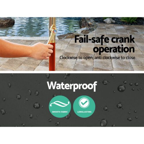 Instahut Outdoor Umbrella Pole Umbrellas 3M with Base Garden Stand Deck Charcoal - Image 7
