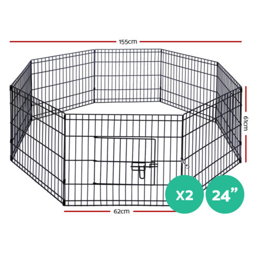 i.Pet 2x24" 8 Panel Dog Playpen Pet Fence Exercise Cage Enclosure Play Pen - Image 3